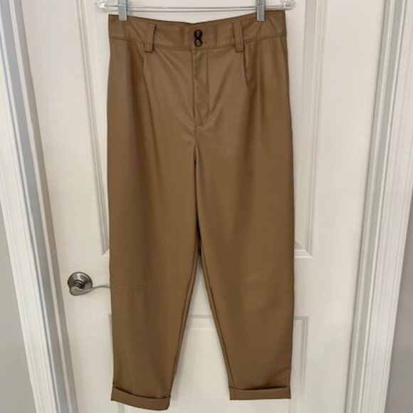 High Waist Faux Leather Trousers - Picture 2 of 4